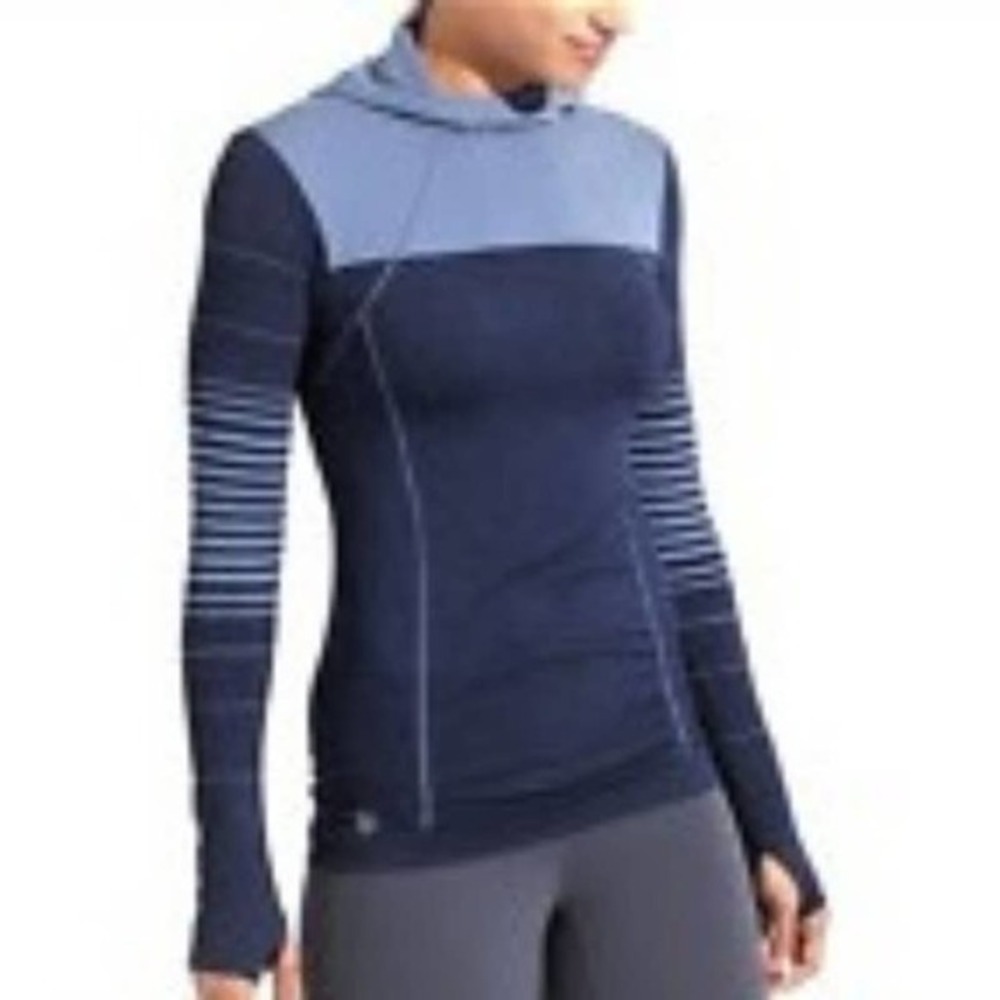 Athleta Stripe Fastest Track Hoodie, Navy Heather SIZE XS STYLE #457057 running